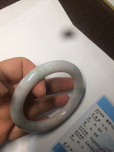 Load image into Gallery viewer, 55mm Certified type A 100% Natural light green/purple/yellow round cut Jadeite bangle AE62-6546
