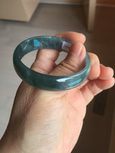 Load image into Gallery viewer, 52.8mm Certified Type A 100% Natural icy watery deep sea green/blue/gray/black Guatemala Jadeite bangle PJ31-6391