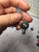 Load image into Gallery viewer, 100% natural Type A dark green blue gray Guatemala jadeite safety Guardian ring pendant PD12
