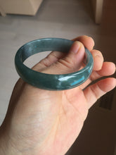 Load image into Gallery viewer, 52.8mm Certified Type A 100% Natural icy watery deep sea green/blue/gray/black Guatemala Jadeite bangle PJ31-6391