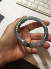 Load image into Gallery viewer, 55mm certified 100% natural Type A sunny green white carved and golden-painted jadeite jade bangle PF79-(3441)
