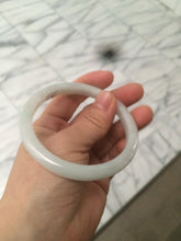 Load image into Gallery viewer, 58mm certified type A 100% Natural fresh light green/white slim jadeite jade bangle E80-0996