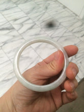Load image into Gallery viewer, 58mm certified type A 100% Natural fresh light green/white slim jadeite jade bangle E80-0996