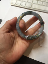 Load image into Gallery viewer, 55mm certified 100% natural Type A sunny green white carved and golden-painted jadeite jade bangle PF79-(3441)