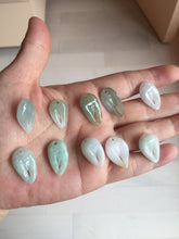 Load image into Gallery viewer, 100% Natural type A green/white/gray small crab claws jadeite Jade pendant necklace group BP116