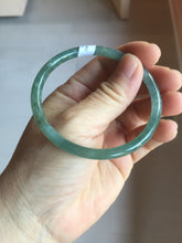 Load image into Gallery viewer, 56.5mm Certified Type A 100% Natural icy watery spring-water green/blue/gray Guatemala slim round cut Jadeite bangle PA105-5541