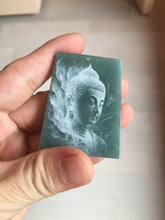 Load image into Gallery viewer, 100% Natural type A green/blue/gray Guatemala jadeite Jade shadow carving buddha pendant necklace BP114