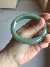 Load image into Gallery viewer, 57.1mm Certified Type A 100% Natural Oily Dark Green Gray Black(油青) Jadeite Jade Bangle PH262-7158