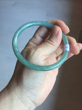 Load image into Gallery viewer, 58.5mm Certified Type A 100% Natural light green/blue/gray Guatemala slim round cut Jadeite bangle PD72-8135