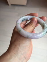 Load image into Gallery viewer, 54.4mm certified 100% natural Type A light purple with sunny green flying flowers jadeite jade bangle BL105-8717