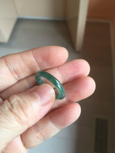 Load image into Gallery viewer, 17.5mm 7 1/4 100% natural type A icy watery green/blue icy watery Guatemala jadeite jade band ring group PJ33