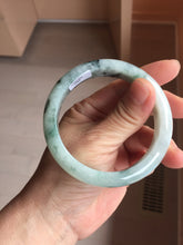 Load image into Gallery viewer, 56.5mm Certified 100% natural Type A light green with green floating flowers jadeite jade bangle PH241-7292