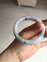 Load image into Gallery viewer, 54.4mm certified 100% natural Type A light purple with sunny green flying flowers jadeite jade bangle BL105-8717