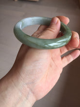 Load image into Gallery viewer, 57.4mm certified Type A 100% Natural dark green gray black white with floating seaweed Jadeite Jade bangle BS25-7689