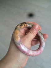 Load image into Gallery viewer, 55.8mm 100% natural pink/black/brown/yellow chubby round cut rose stone (Rhodonite) bangle SY48