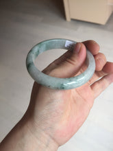 Load image into Gallery viewer, 54.9mm Certificated light green/purple with green floating flowers jadeite jade bangle S84-7072
