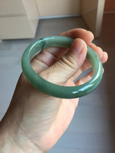 Load image into Gallery viewer, 52.4mm Certified Type A 100% Natural Oily Dark Green Gray Black(油青) Oval Jadeite Jade Bangle PH260-7132