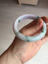 Load image into Gallery viewer, 54.4mm certified 100% natural Type A light purple with sunny green flying flowers jadeite jade bangle BL105-8717