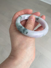 Load image into Gallery viewer, 54.4mm certified 100% natural Type A light purple with sunny green flying flowers jadeite jade bangle BL105-8717