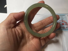 Load image into Gallery viewer, 56.2mm Certified 100% Natural icy watery light green/yellow round cut nephrite jade bangle HN32-3597