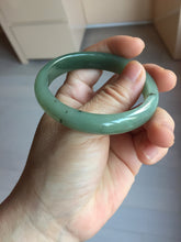 Load image into Gallery viewer, 52.4mm Certified Type A 100% Natural Oily Dark Green Gray Black(油青) Oval Jadeite Jade Bangle PH260-7132