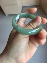 Load image into Gallery viewer, 52.4mm Certified Type A 100% Natural Oily Dark Green Gray Black(油青) Oval Jadeite Jade Bangle PH260-7132
