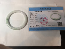 Load image into Gallery viewer, 55.4mm Certified 100% Natural type green/white with green floating flowers round cut Jadeite Jade bangle BK86-4660
