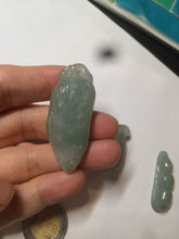 Load image into Gallery viewer, 100% Natural type A dark green/gray Jadeite Jade bamboo shoot/lotus pod/Four Seasons Fortune Bean pendant AX31