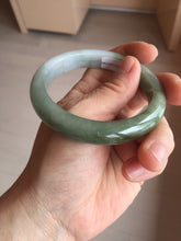 Load image into Gallery viewer, 57.4mm certified Type A 100% Natural dark green gray black white with floating seaweed Jadeite Jade bangle BS25-7689