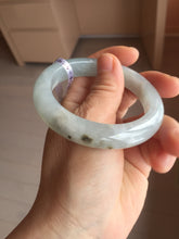 Load image into Gallery viewer, 54.5mm 100% natural type A icy watery light green/brown/black ice river with seaweed jadeite jade bangle Y154-5248