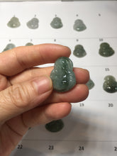 Load image into Gallery viewer, 100% Natural type A icy watery oily dark green(油青) happy Buddha jadeite pendant BS126