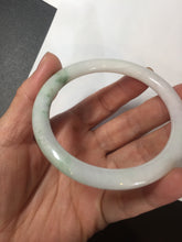 Load image into Gallery viewer, 55.4mm Certified 100% Natural type green/white with green floating flowers round cut Jadeite Jade bangle BK86-4660