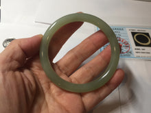 Load image into Gallery viewer, 56.2mm Certified 100% Natural icy watery light green/yellow round cut nephrite jade bangle HN32-3597