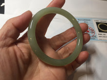 Load image into Gallery viewer, 56.2mm Certified 100% Natural icy watery light green/yellow round cut nephrite jade bangle HN32-3597