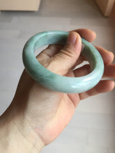 Load image into Gallery viewer, 56.3mm certified 100% natural type A light green white chubby jadeite jade bangle BQ62-6872