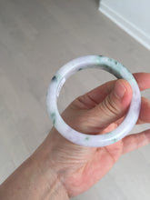 Load image into Gallery viewer, 54.4mm certified 100% natural Type A light purple with sunny green flying flowers jadeite jade bangle BL105-8717
