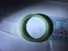 Load image into Gallery viewer, 56.2mm Certified 100% Natural icy watery light green/yellow round cut nephrite jade bangle HN32-3597