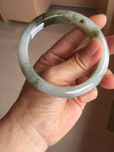 Load image into Gallery viewer, 57.7mm certified Type A 100% Natural dark green brown white with floating seaweed Jadeite Jade bangle BS24-7692