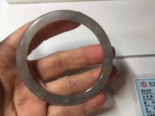 Load image into Gallery viewer, 53.2mm Certified 100% Natural gray black(灰冰) flat round cut nephrite jade bangle HN33-9075