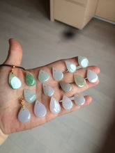 Load image into Gallery viewer, 100% natural icy watery green purple white type A jadeite jade water drop pendant necklace group BF18