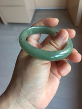 Load image into Gallery viewer, 52.5mm Certified Type A 100% Natural Oily Dark Green Gray Black(油青) Oval Jadeite Jade Bangle PH257-7126