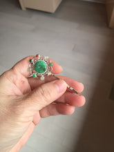 Load image into Gallery viewer, 100% natural Type A sunny green red white Jadeite Bead flower hair clip PD167