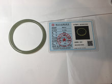 Load image into Gallery viewer, 59mm Certified 100% Natural light green/yellow/gray slim round cut nephrite jade bangle HN34-9226