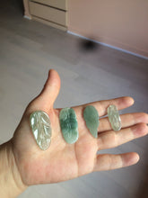 Load image into Gallery viewer, 100% natural type A icy watery light green/dark green jadeite jade leaf pendant group AZ100