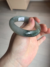 Load image into Gallery viewer, 53.7mm certificated Type A 100% Natural dark green gray black Jadeite Jade bangle S87-7052