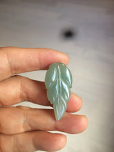 Load image into Gallery viewer, 100% natural type A icy watery light green/dark green jadeite jade leaf pendant group AZ100