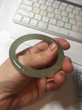 Load image into Gallery viewer, 52.5mm Certified 100% Natural icy waery light green/yellow/gray round cut nephrite jade bangle HN35-3599