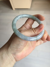 Load image into Gallery viewer, 57.4mm Certified Type A 100% Natural light green purple gray round cut Jadeite Jade bangle BQ60-6887