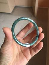 Load image into Gallery viewer, 54mm Certified Type A 100% Natural dark green/blue/gray with Guatemala slim round cut Jadeite bangle PJ30-3872