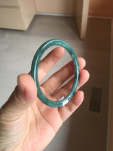 Load image into Gallery viewer, 54mm Certified Type A 100% Natural dark green/blue/gray with Guatemala slim round cut Jadeite bangle PJ30-3872